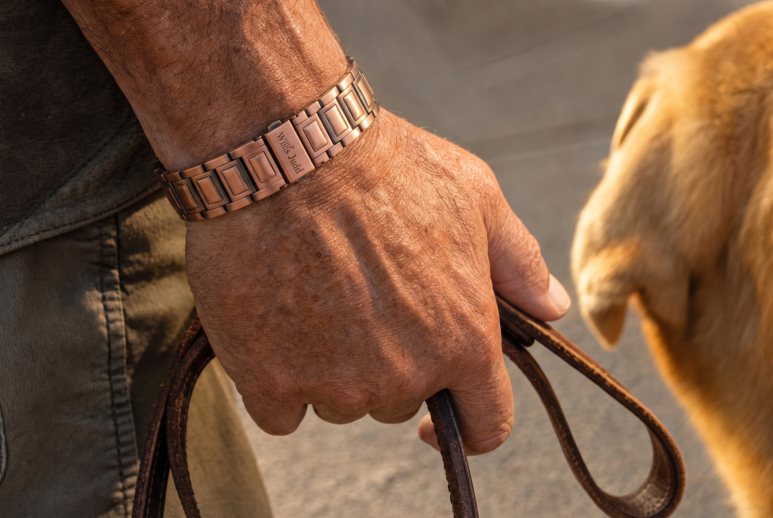 Sized snug, on the leash hand, every morning. Illustrative photo.